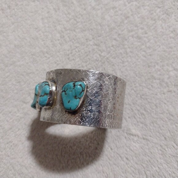 Sterling silver and turquoise bracelet - Picture 2 of 4